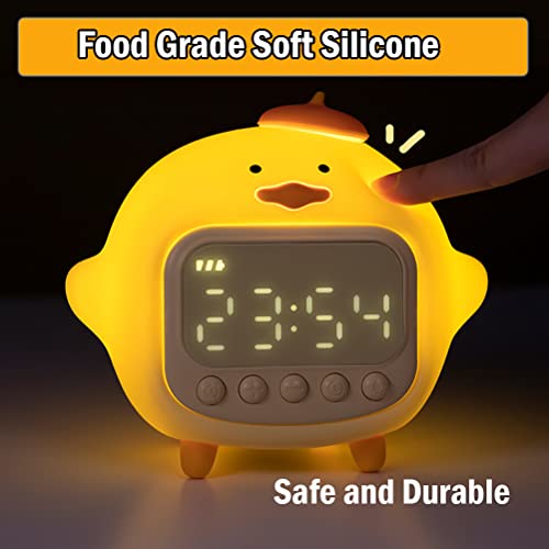 Ledholyt Cute Duck Alarm Clock Night Light, Children's Fun Duckling Wake Up Lamp, Alarm Clock, Night Light For Kids' Bedroom Decoration, Sleep Training Clock, Birthday Gift #TOP3