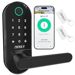 Fingerprint Smart Door Lock with Handle & Keypad – Built-in WiFi Remote Access, Keyless Entry for Front Door, Home & Airbnb, App Control, Compatible with Alexa & Google, Easy DIY Install