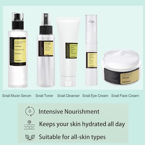 All About Snail Mucin Kit - Snail Korean Skincare 5-Pack, Snail Skin Care Products Set: Face Gel Cleanser, Essence, Cream, Toner, Eye Cream Facial Kit for Women and Men Hydrating & Anti-Aging - Thumbnail 2