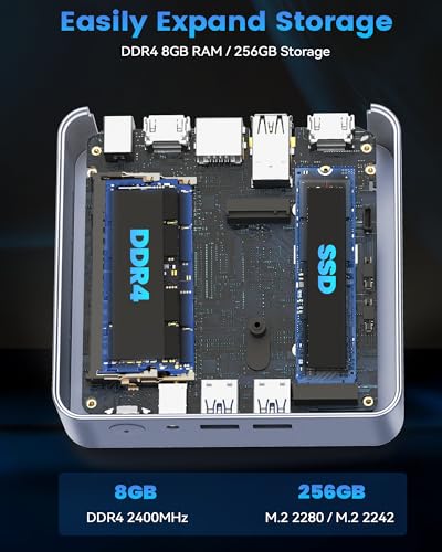 Image of Getorli Mini PC AMD Ryzen 5 3501U (4C /8T, Max 3.7GHz) Small Desktop Computer 8GB DDR4 RAM 256GB NVMe SSD Budget Micro Compact PCs 4K HD Dual HDMI WiFi 6 BT5.3 Prebuilt OS-Home Office Gaming Streaming