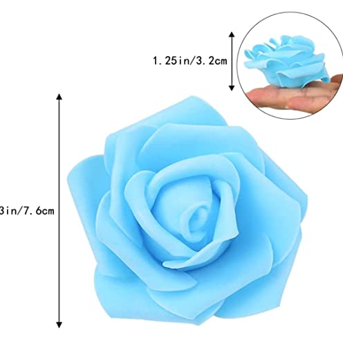 Image of VRB Dec 24 pcs Rose Artificial Flowers for Decoration,Artificial Flower,Flower for Hair Styling,Flower for Pooja, for Home Decor,Diwali. (24pcs - Sky Blue Big Foam Rose)