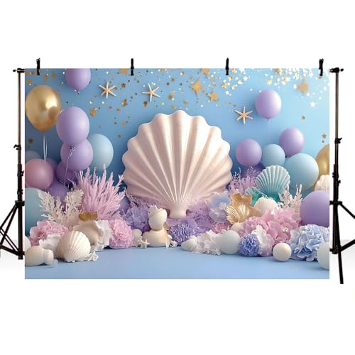 AIBIIN Fondo de fotografía de sirena bajo el mar de 2,1 x 1,5 m, decoración de fiesta de...