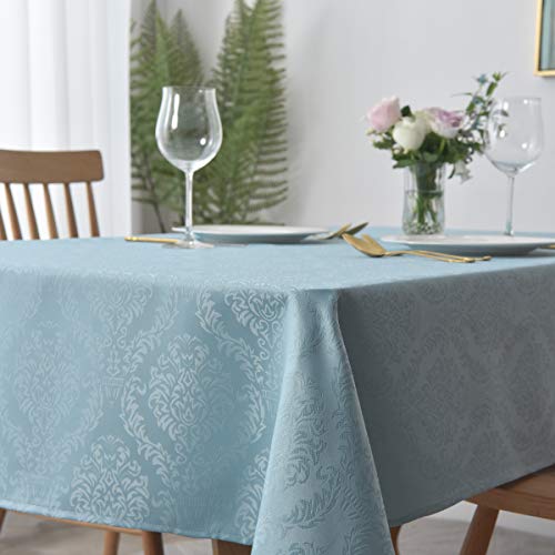 Maxmill Square Table Cloth Damask Pattern Spillproof Wrinkle Resistant Heavy Weight Soft Tablecloth For Kitchen Dinning Tabletop Outdoor Picnic Square 52 X 52 Inch Blue Haze #TOP1