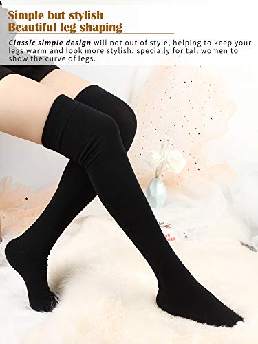 SATINIOR 3 Pares de Calcetines por Encima de la Rodilla Calcetines Altos hasta el Muslo de Algodón Medias de Arranque Largas de Punto, Negro