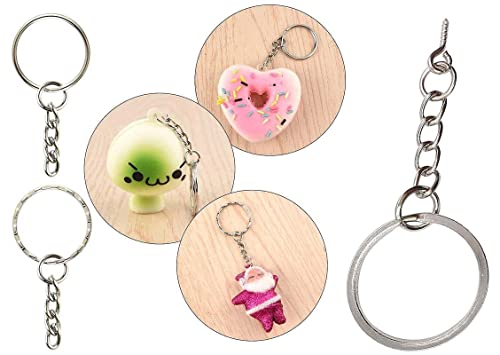 Image of DIY Crafts Pack Of 10 Pcs, Keychain Rings Screw Eye Mindi, Silver Key Chain Rings Kit, Keychain Rings with Chain and Jump Ring with Screw Ey (Pack Of 10 Pcs, Keychain Rings Screw Eye Mindi)