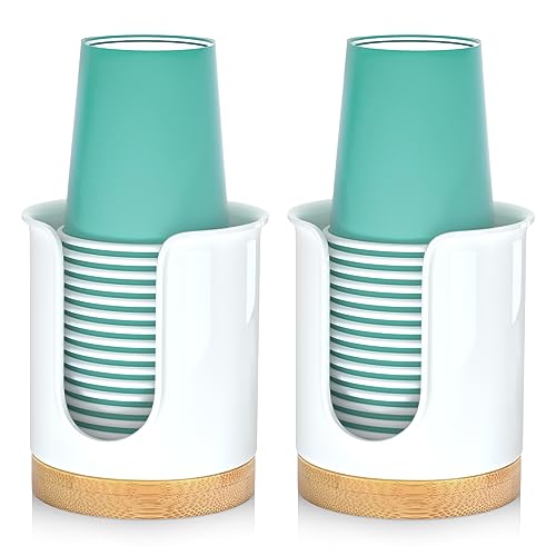 2 Pack Bathroom Cup Dispenser - Small Cup Holder and Mouthwash Cups Holder for 3 Oz Countertop...