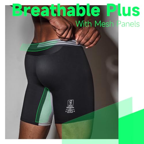 Mens Boxer Briefs Anti Chafe Breathable Moisture-Wicking Bamboo Trunks Underwear without Fly Pouch for Men 3 Pack3