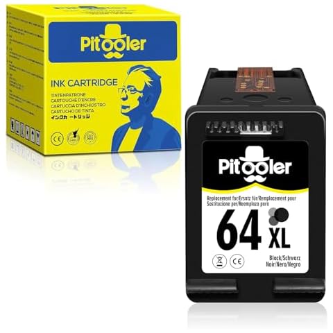Pitooler Remanufactured Ink Cartridges 64XL Black, Unfilled, Compatible for Printers 7100 7155 Cover