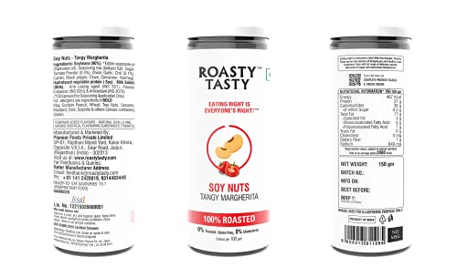 Image of Roasty Tasty Tangy Margherita Flavour SOYA Nuts High Protein Healthy Snack - Combo Pack of 2 (150gm Each)