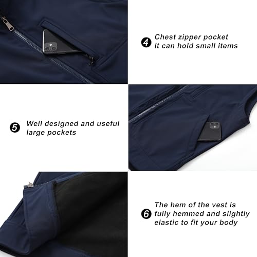 Image of VtuAOL Men's Lightweight Softshell Vest Outdoor Quilted Vest Sleeveless Jacket for Travel Hiking Golf