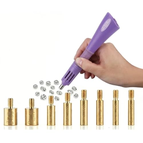 LetCart Hotfix Applikator Mit 7 Applikatorspitzen Hot Fixed Edelstein Handwerk Applicator für Diamant Malerei Stift Strass Applikator Werkzeug für Hochzeitskleid Kleidung Handyhüllen DIY (Violett)