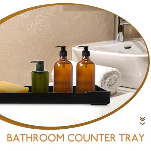 Bandeja de baño rectangular negra organizador de PP para hostelería y tocador 4