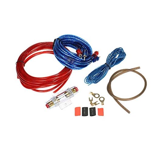 Voupuoda 1500W Car Audio Amplificador de subwoofer Kit de instalación AMP RCA Kit de cableado Cable Fuse Holder Cable Cable
