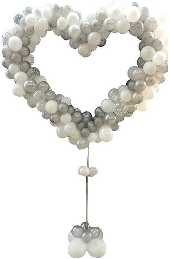 Balloon Column Heart Shape Arch Set with Stand Base and Balloon Sticks, Balloon Arch Frame Column Holder Decoration for Birthday/Wedding/Baby Shower Party
