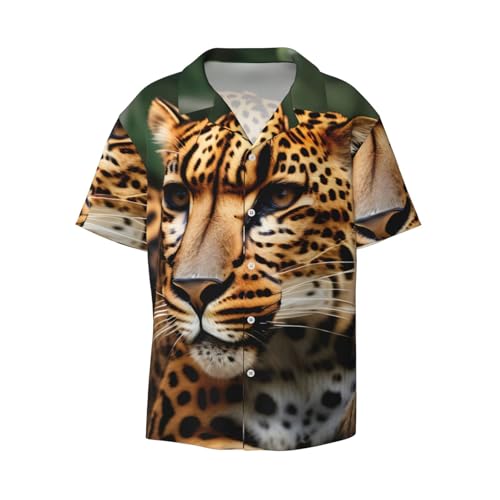 Chemise à manches courtes imprimé léopard homme coupe classique
