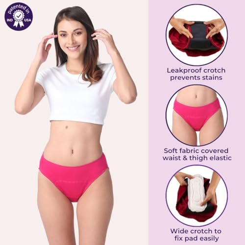 Image of ADIRA | Period Panty for Women | Hipster Fit Leakproof Panty for Periods | for School, Travel & Work | Low to Medium Flow | Use with Pad | Leakproof & Breathable | Pack of 1