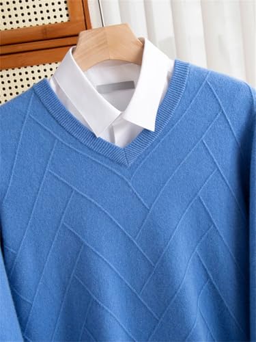 Men's Jacquards Sweaters V-Neck Pullover Wool Knitwear Casual Soft Tops Long Sleeve Jumpers2