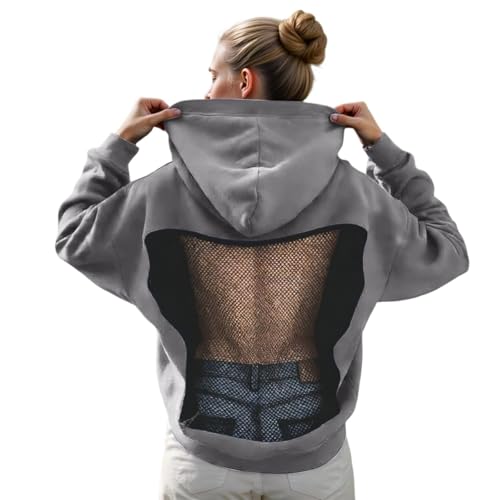 Sweat à capuche femme avec empiècements en résille transparente et dos ajouré