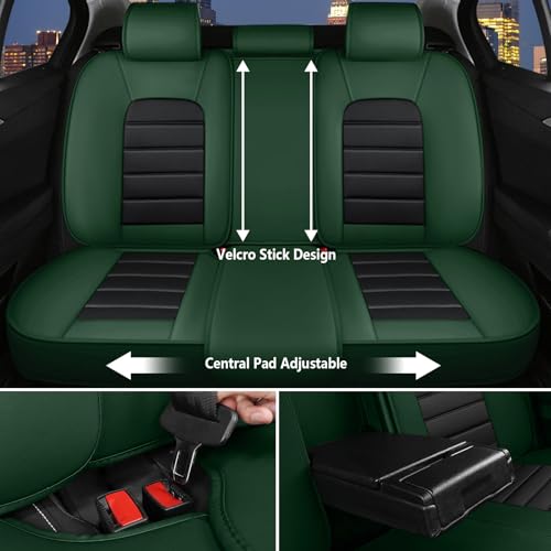 Image of Car Seat Cover for Chevy Chevrolet Trax 2024-2025, Nappa Leather Seat Covers Waterproof Seat Protectors Luxury Cushions (Black Green,5 Seats Luxury)