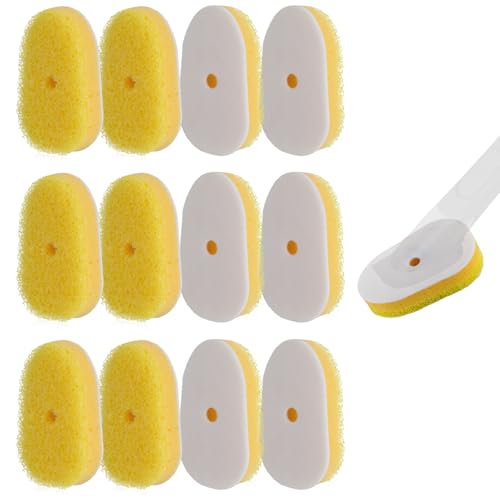 12 Packs Dish Wand Sponge Refills Compatible with Scrub Daddy - Replacement Heads, Dish Scrubber Brush for Cleaning Stuck-on Food, Sponge Replacement Heads for Kitchen Cleaning, (Only Refills)