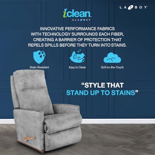Image of LA Z BOY American Imported Rayna Soft Suede Fabric Single Manual Reclina Rocking Recliner | Padded 1 Seater Relaxing Chair for Home Office Living Room | Grey
