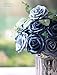 Jdsour 50pcs Artificial Flower，Real Touch Foam Roses w/Stem DIY for Wedding Bouquet Centerpieces Party Shower Home Decor-Dusty Blue Shades