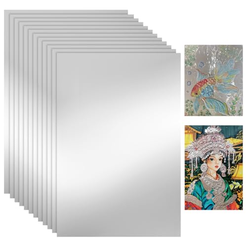 PH PandaHall 50 Feuille Aluminium Feuilles de Papier 20x30cm Papier Aluminium Métallique Décorative pour Gaufrage Peinture Salle de Classe Projet en Relief DIY, 70 µm D'Épaisseur Argenterie