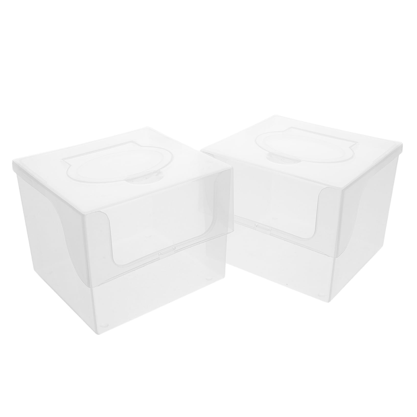 GLEAVI 2pcs Wipe Box Disposable Face Towel Container with Dustproof Flip Cover Compact Portable Wipe Holder for Travel Home Office Use for Facial Towels Pads