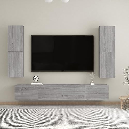 Snsowed Muebles para TV de Pared 2 uds Gris Sonoma 30,5x30x110 cm, Mueble TV, Mueble Salon, Mueble TV Salon, Mueble Television, Dormitorio Completo 826679