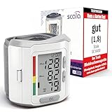 scala SC 6400 silber Handgelenk Blutdruckmessgerät – Präziser Blutdruckmesser mit WHO-Indikator & 85 Speicherplätzen – Fuzzy Logic Technologie – Inkl. Box & Batterien – Manschette 13,5-19,5 cm