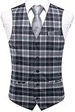 Hi-Tie Men's Black Pink Vest Tailored Collar V-Neck Waistcoat Sleeveless Slim Fit Business Party