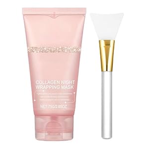 New Collagen Overnight Peel Off Facial Mask Pack – Elasticity & Hydration Care, Reduces Sagging & Dullness – Hydrolyzed Collagen For Glowing Skin, 75ml WITH 1 APPLICATOR BRUSH