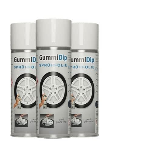 Gummi Dip Sprühfolie 12000004 Flüssiggummi Spray 3er Set, 3x400 ml, Weiss glänzend