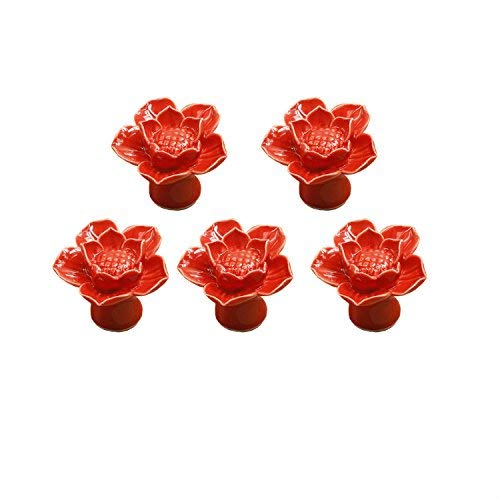 Boutons de porte en cristal blanc rétro en forme de lotus en lot de 5 pour meuble