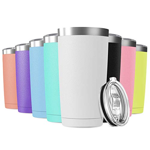 Deitybless 8 Pack 20oz Tumbler Vacuum Insulated Travel Mug with Sliding Lids Stainless Steel Double Wall Bulk Cup for Home Office Outdoor Suitable for Vehicle Cup HoldersAssorted Colors