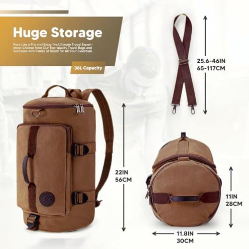 KARRIER 50 Litre Travel Backpack Duffle Bag Gym Bag Water Resistant Daypack Bag for Cycling Trekking Hiking Camping (Pocket, Brown) - Image 3