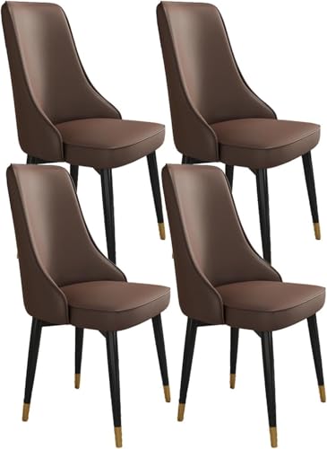 Juego de 4 sillas de comedor tapizadas, cojín de piel sintética suave, patas de metal, ideal para cocina y sala de estar, diseño moderno