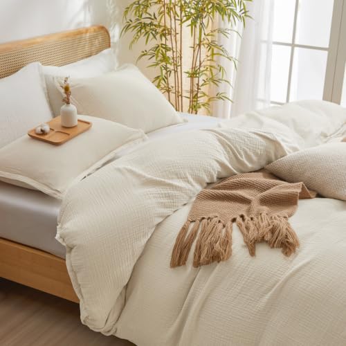 David's Home Natural Cooling Muslin Duvet Cover Set King Size Linen