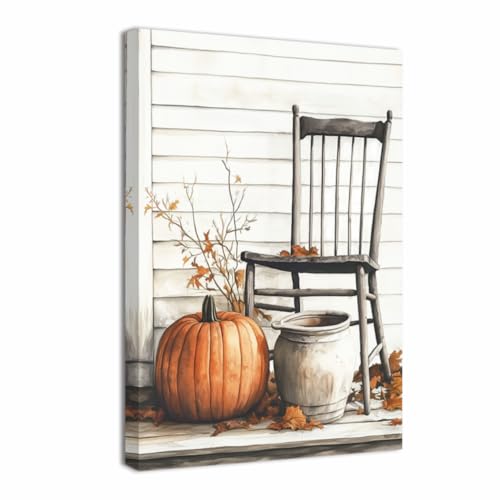 Peintures de récolte d'automne : toiles décoratives rétro grand format