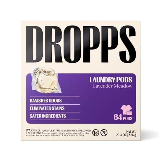 Dropps Stain & Odor Laundry Detergent Pods: Lavender Eucalyptus | Deep Cleans Fabrics | Keeps Clothes Fresh | Prevents Odors | HE | Powered by Natural Plant-Based Ingredients | Low Waste Packaging | 64 Count