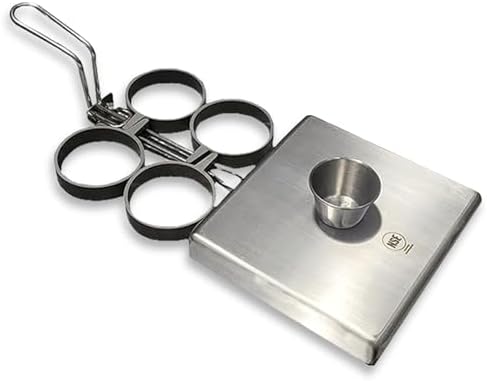 Rattleware Stainless Steel Egg Rings Commercial-Grade Egg Fryer Ring for Frying Eggs – Durable Metal Round Rings with Heat-Resistant Handle – Breakfast Kitchen Gadgets and Egg Cooker (4 Ring Set)