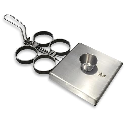 Rattleware Stainless Steel Egg Rings Commercial-Grade Egg Fryer Ring for Frying Eggs – Durable Metal Round Rings with Heat-Resistant Handle – Breakfast Kitchen Gadgets and Egg Cooker (4 Ring Set)