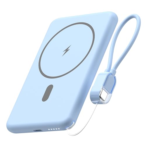 Batería externa magnética de 6800 mAh, fijación precisa, carga rápida bidireccional USB-C, doble carga simultánea, certificaciones de seguridad – Powerbank Compact (Blue)