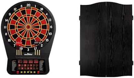 Bundle of Arachnid Cricket Pro 670 Tournament-Quality Dartboard with Black Cabinet