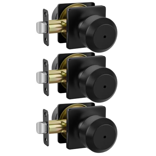 Haidms Matte Black Door Knobs Interior, Privacy Door knobs 3 Pack