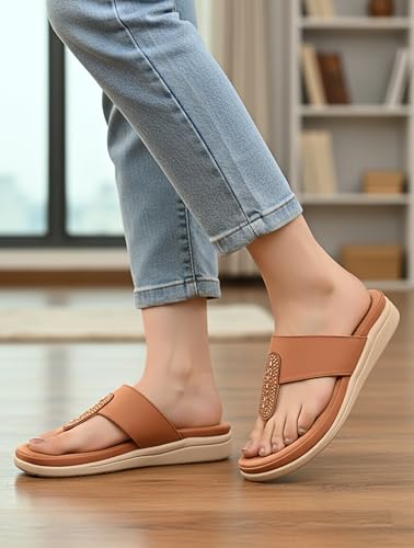 Image of HEALTH FIT EXTRA SOFT Women's Comfortable Memory Foam Doctor Slippers /Flip-Flops|Fashionable Casual & Stylish|Lightweight & Breathable|Outdoor Synthetic Casual Chappals Sandals Ladies & Girls HF23