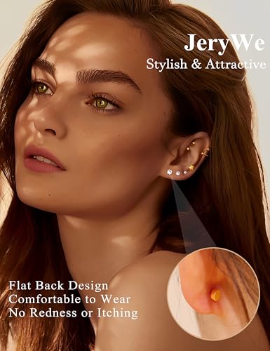 JeryWe 27Pcs 16G Cartilage Earrings Stud Hoop for Women Men Stainless Steel Helix Piercing Tragus Earrings Forward Conch Piercing Jewelry3