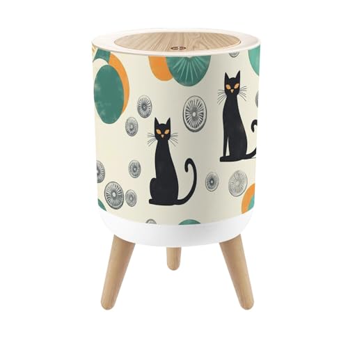 Pequeña caneca de basura con tapa 1.8 galones diseño gato negro miniatura 1