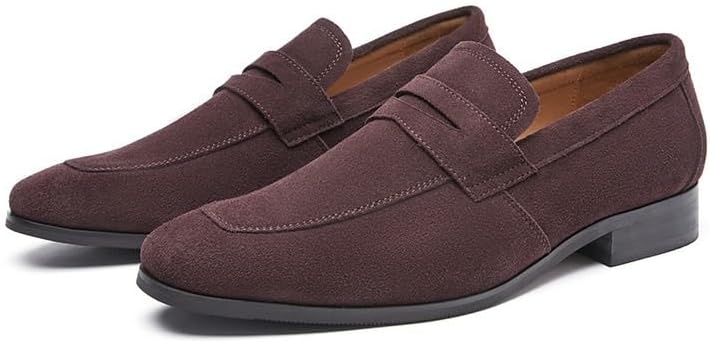 Men'spedal Suede Business Formal Leather Shoes Frosted English Loafers Suitable Oxford Dress Shoes for Work Driving