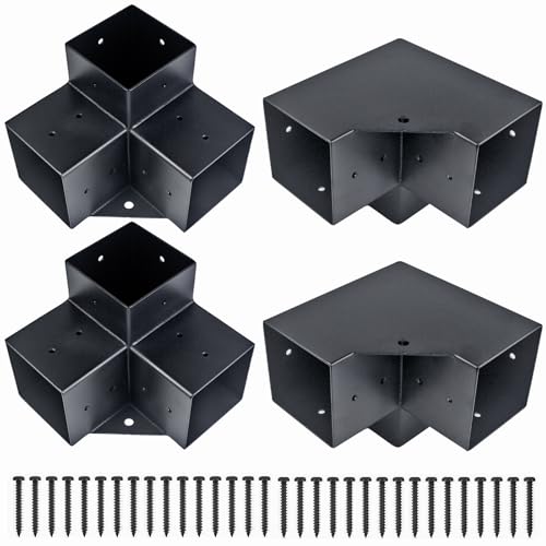 4-pack Heavy Pergola Brackets, 3-way 90 Degree Connector For 4x4 Pergolas